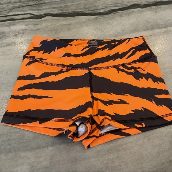 Women's Orange Tiger Stripe Athletic Shorts - Picture 4 of 6